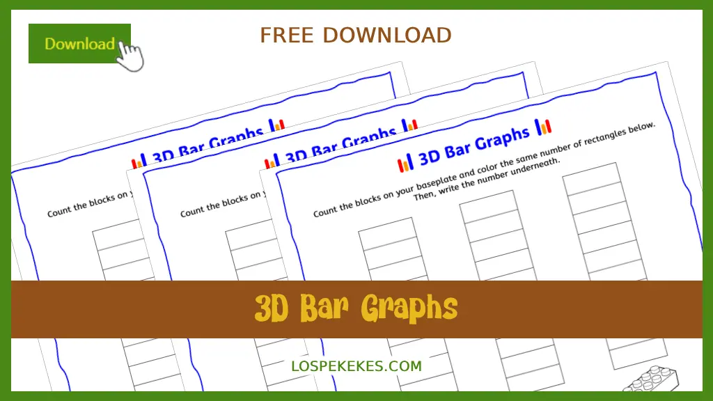 Imprimible gratis de gráficas de barras en 3D para actividades de matemáticas de Los Pekekes.