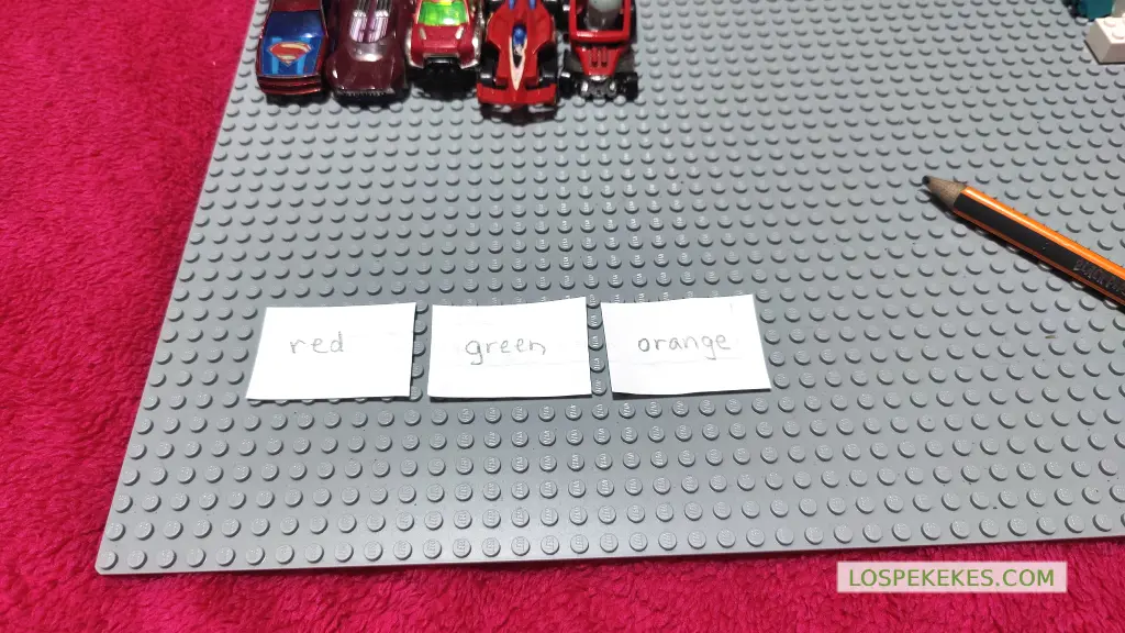 Etiquetar sobre la superficie que colores van en que lugar.